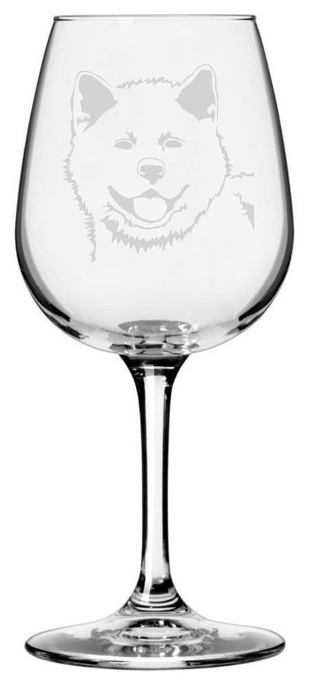 Akita Dog Themed Etched All Purpose 12.75oz. Libbey Wine Glass