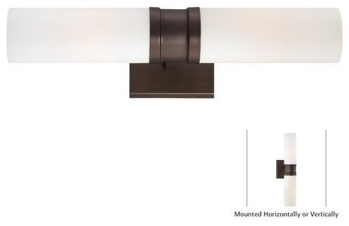 2-Light Wall Sconce, Copper Bronze Patina With Etched Opal Glass