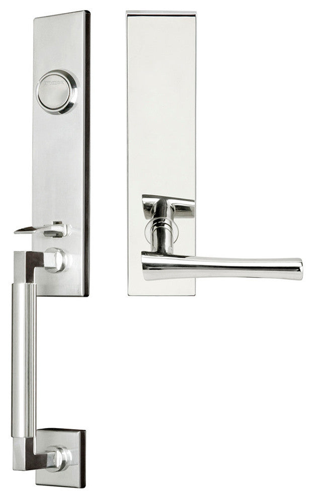Champagne Lever, Tubular Dummy Handleset, Left Hand, Polished Stainless Steel