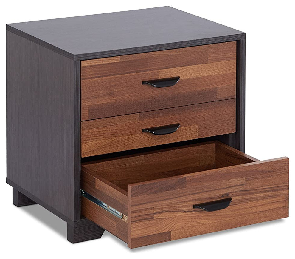 Nightstand with 3 Drawers, Walnut