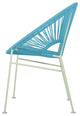 Concha Indoor/Outdoor Handmade Dining Chair, Blue Weave, Chrome Frame