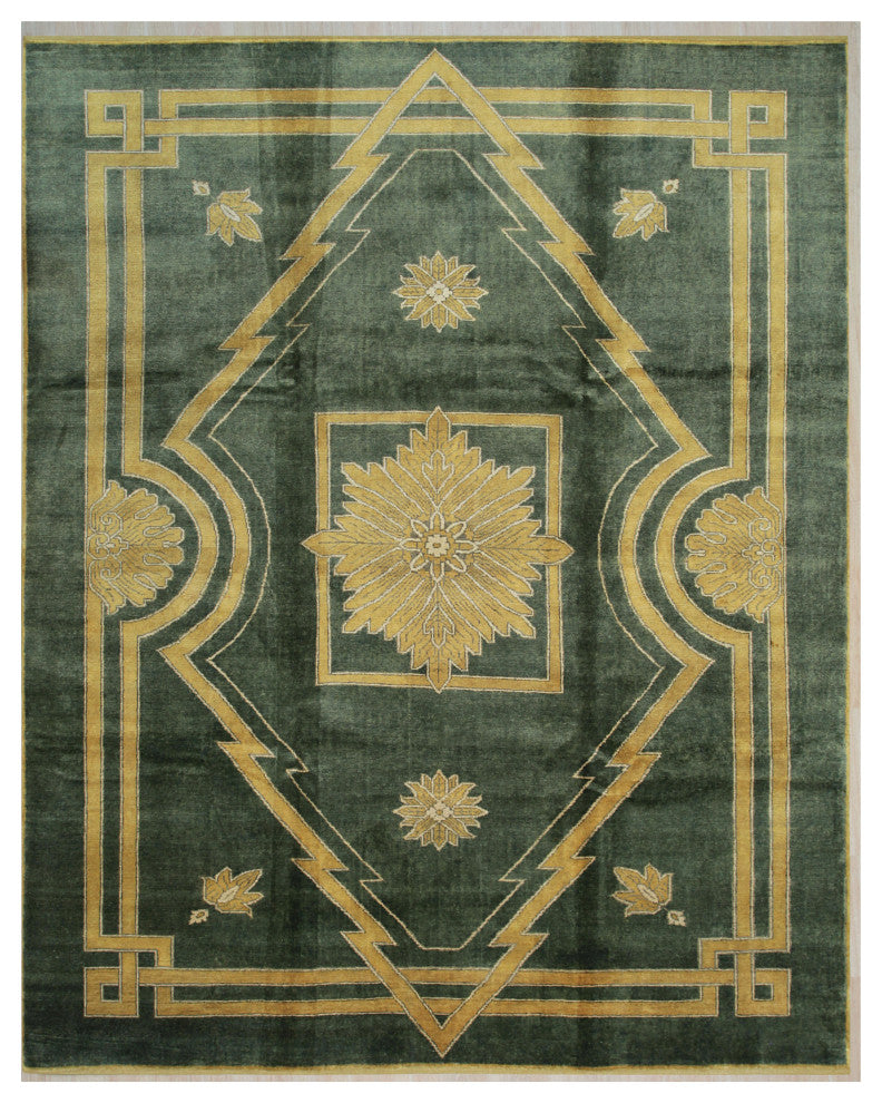 Green Traditional Medallion Ningxia Area Rug