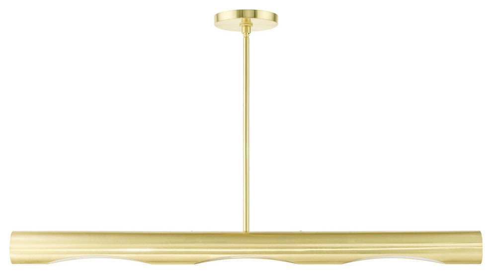 Satin Brass Contemporary, Minimal, Industrial, Urban, Sleek Linear Chandelier