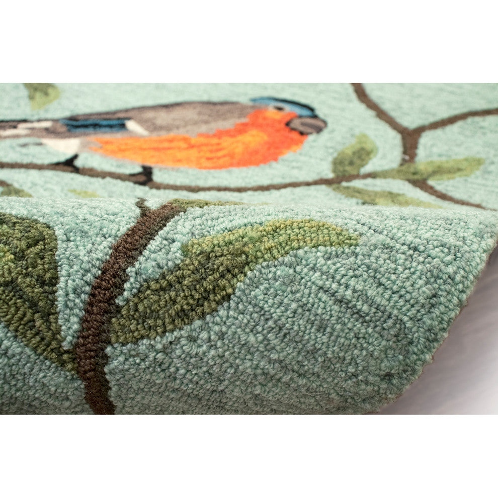 Ravella Birds On Branches Indoor/Outdoor Rug, Aqua, 2'x8' Runner
