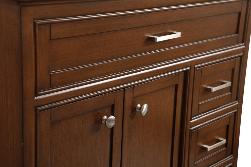 Amber Single Bathroom Vanity, Blue, Teak, 36"