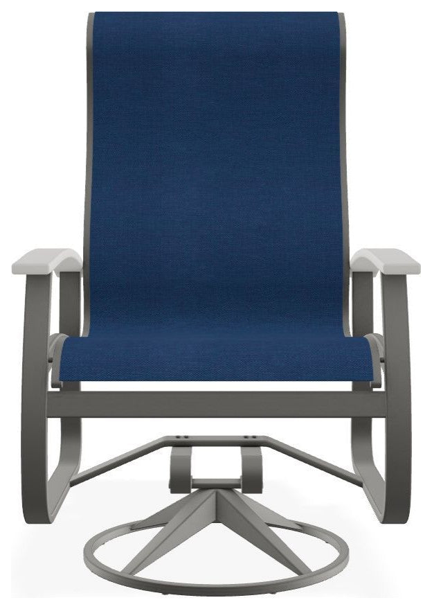 Belle Isle Sling Outdoor Swivel Rocker, Cobalt/Snow