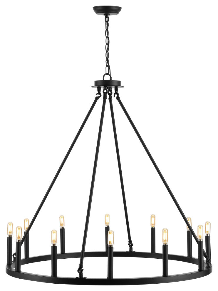 Ring Iron Rustic Farmhouse LED Chandelier, 12-Light