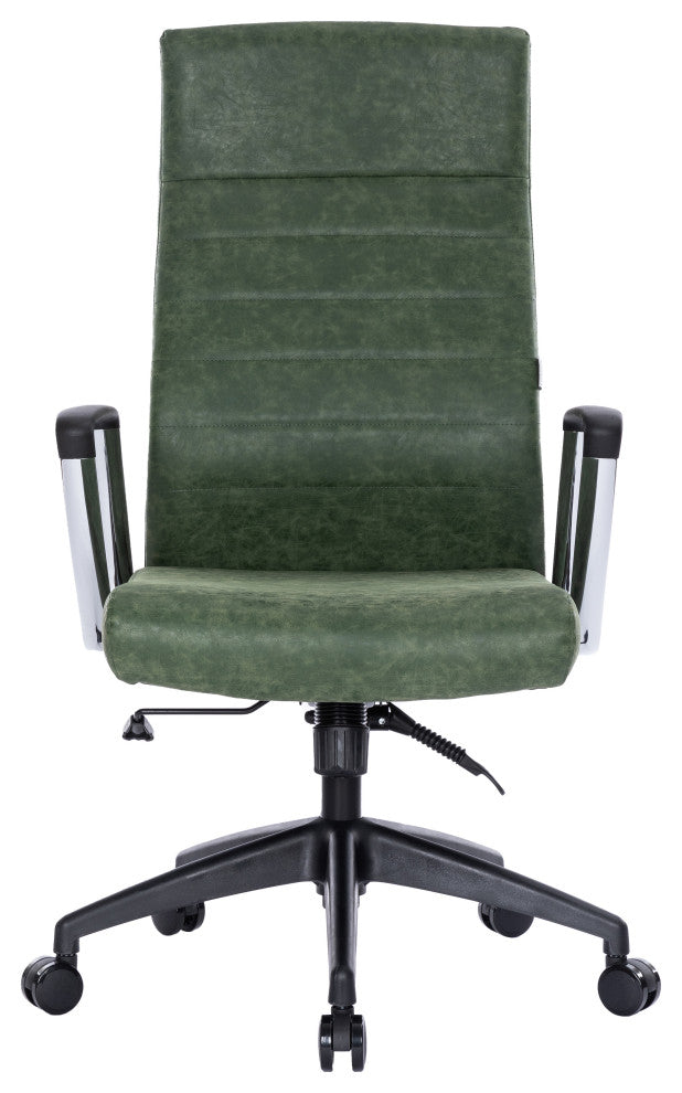 LeisureMod Hilton Modern High Back Leather Conference Office Chair, Green