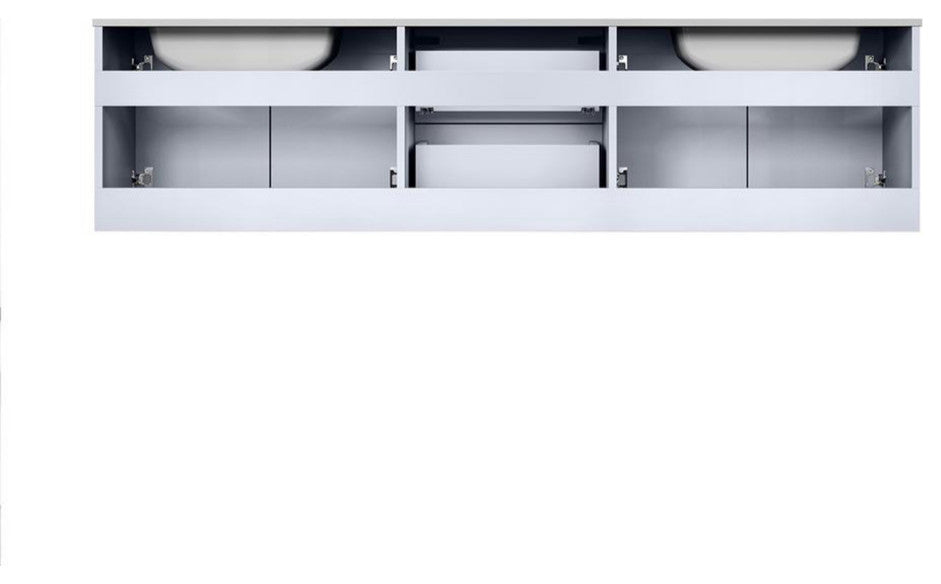 Geneva Transitional Glossy White 72" Double Vanity