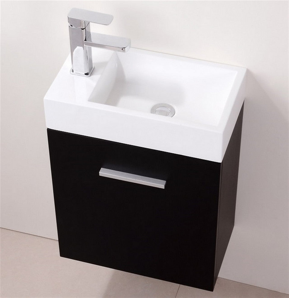 Bliss 18" Wall Mount Bathroom Vanity, Black