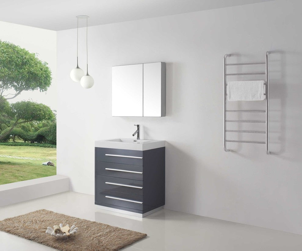 Virtu Bailey 30" Single Bathroom Vanity, Gloss White