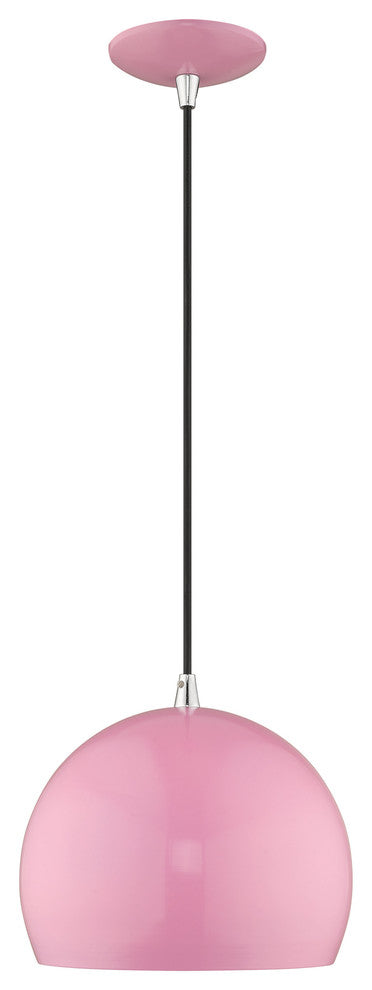 Livex Lighting Shiny Pink 1-Light Mini Pendant