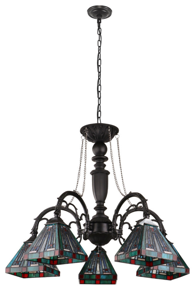Innes Tiffany 5-Light Mission Large Chandelier 27" Wide