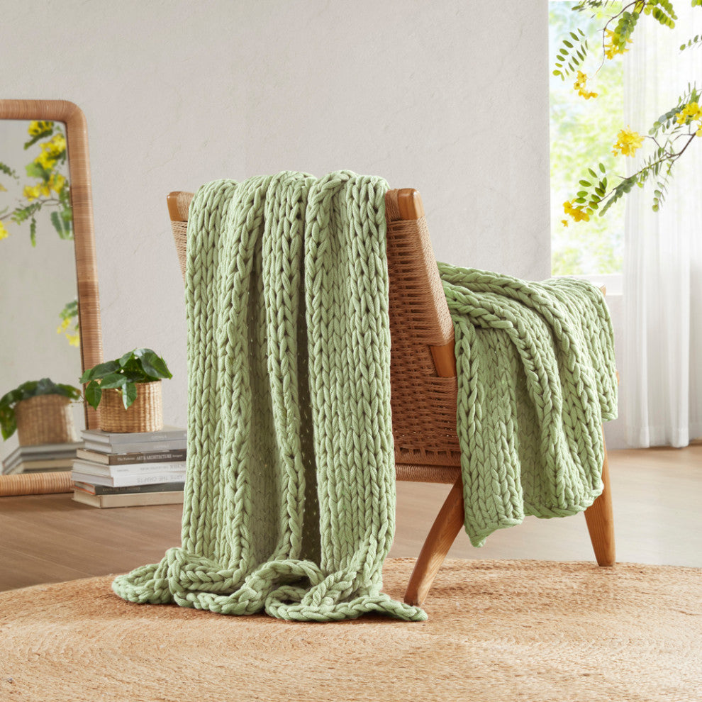 Madison Park Chunky Double Knit Hand Made Throw Blanket