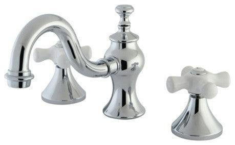 Kingston Brass Widespread Bathroom Faucet With Brass Pop-Up, Polished Chrome