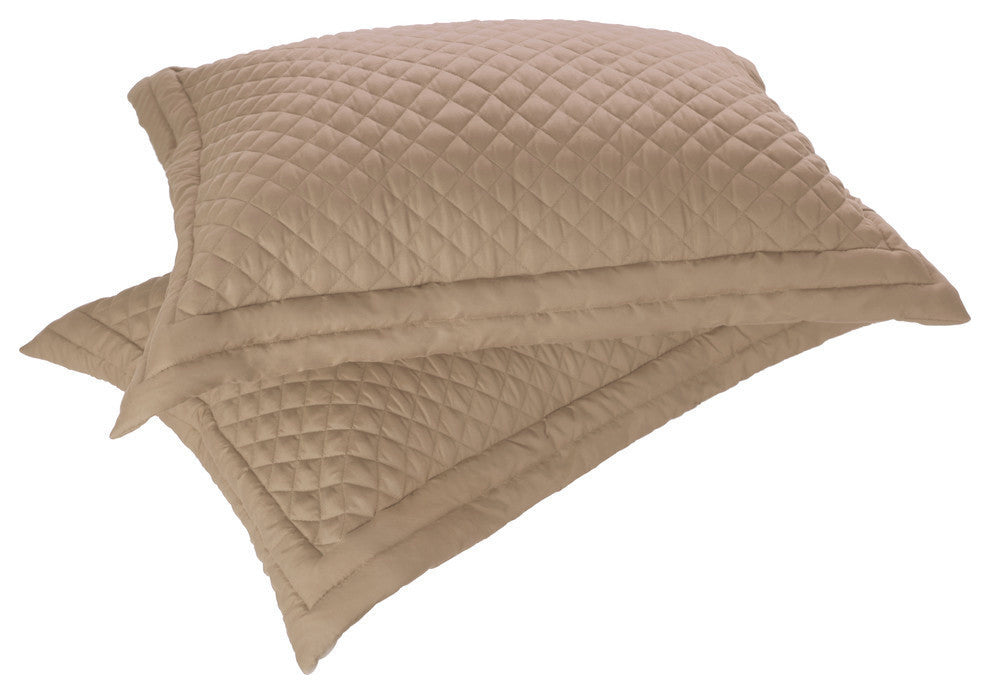 Microfiber Stain and Water Resistant Diamond Quilt King Shams, Set of 2