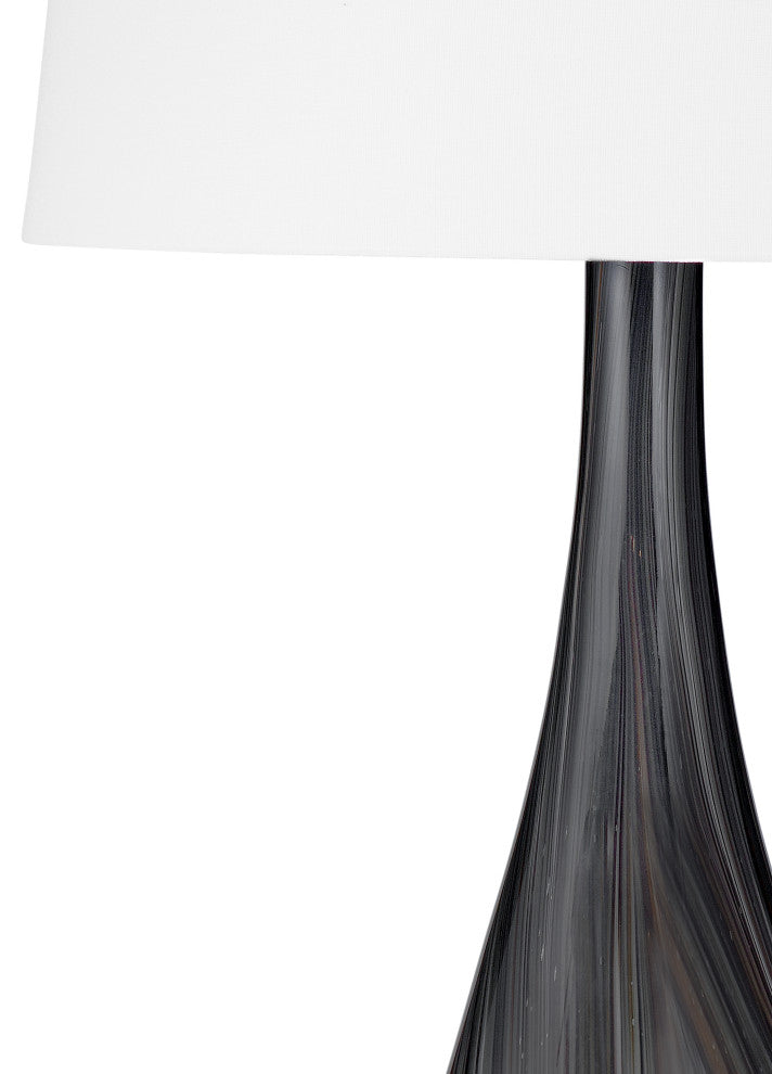 Black Glass Table Lamp - Black