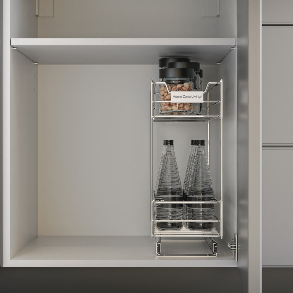 Home Zone Living Pull Out Drawer Cabinet Organizer, 2-Tier, 7 in. W x 20 in. D