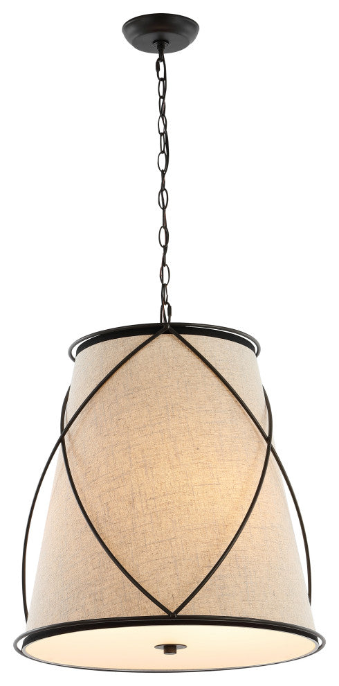 Milo 19" 3-Light Rustic Farmhouse Iron LED Pendant, Oil Rubbed Bronze