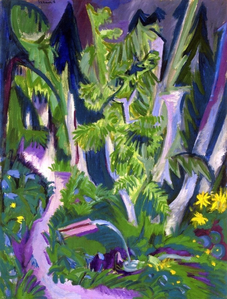 Ernst Ludwig Kirchner Mountain Forest - 21" x 28" Premium Canvas Print