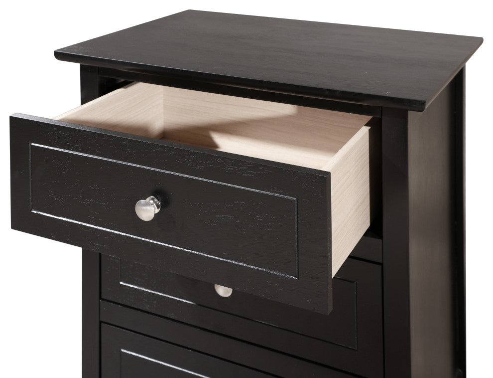 Drake 3-Drawer Nightstand, Black