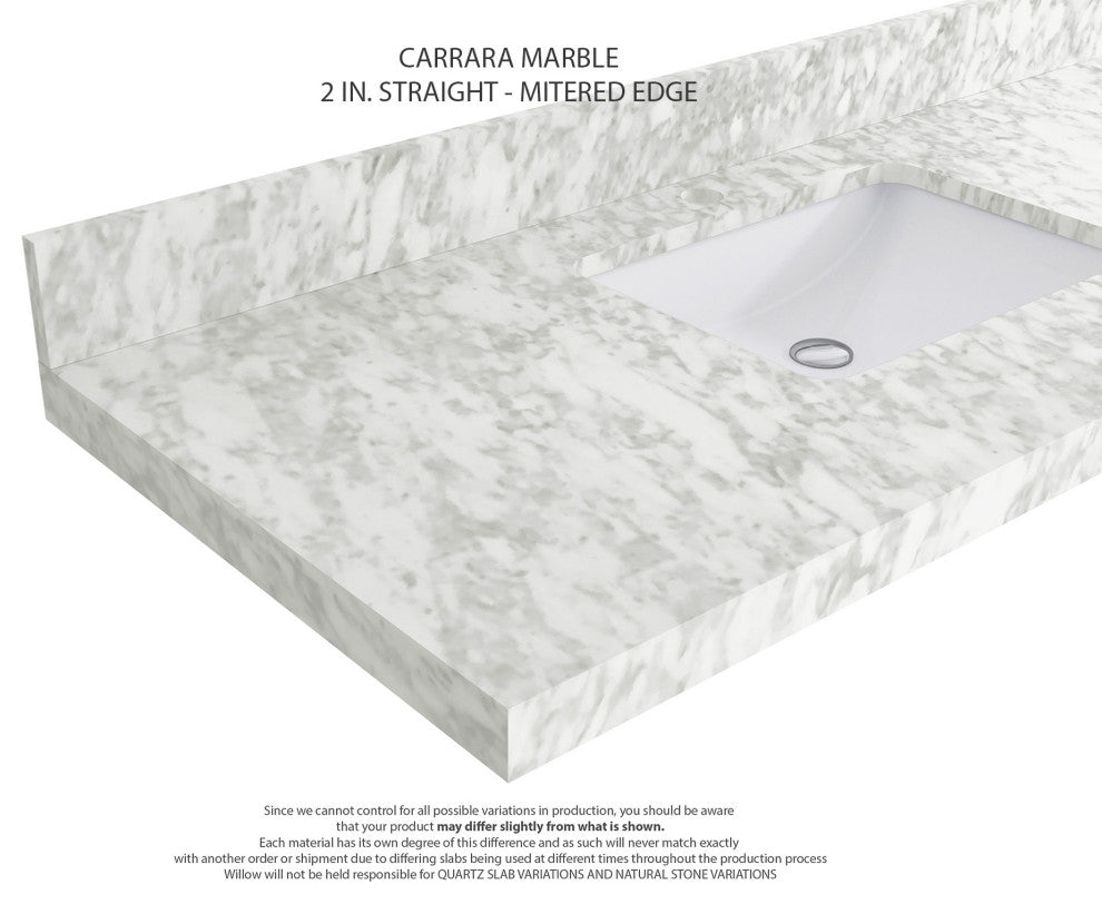 Boston 84" Double Sink Bath Vanity in Fine Grain 2" Carrara Marble
