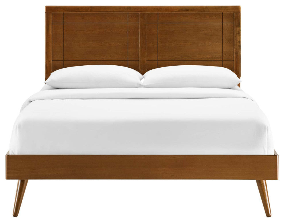 Marlee Twin Wood Platform Bed With Splayed Legs Walnut