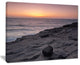"Massive Rock On Beach Magoito Sintra" Contemporary Seascape Art Canvas, 20"x12"