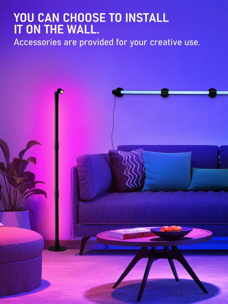LED RGBW Floor Lamp with Spotlight, Music Sync, Remote Control