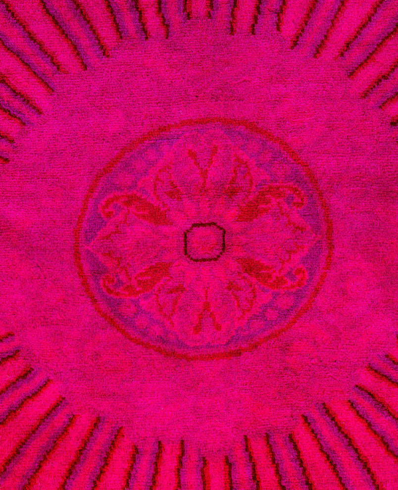 Overdyed One-of-a-Kind Hand-Knotted Area Rug Pink, 8' 1" x 8' 1"