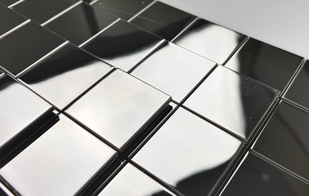 Stainless Steel 12 in. x 12 in. Square Mosaic Wall Tile,Silver,Peel & Stick, Piece