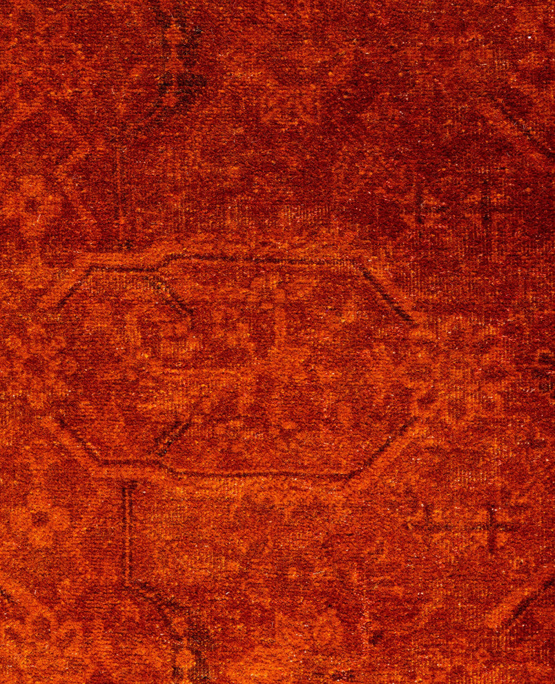Overdyed One-of-a-Kind Hand-Knotted Area Rug Orange, 4' 0" x 6' 3"