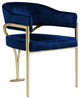 Madelyn Upholstered Dining Chair, Set of 2, Navy, Velvet, Gold Finish