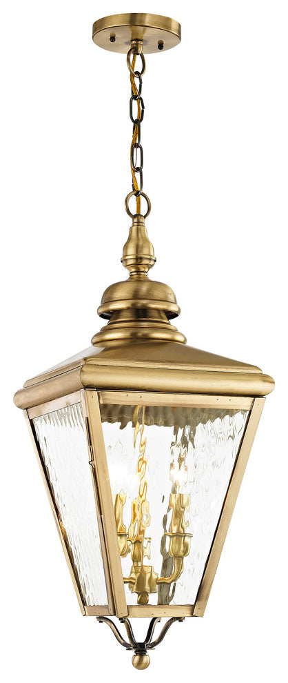 Cambridge Outdoor Chain-Hang Lantern, Antique Brass