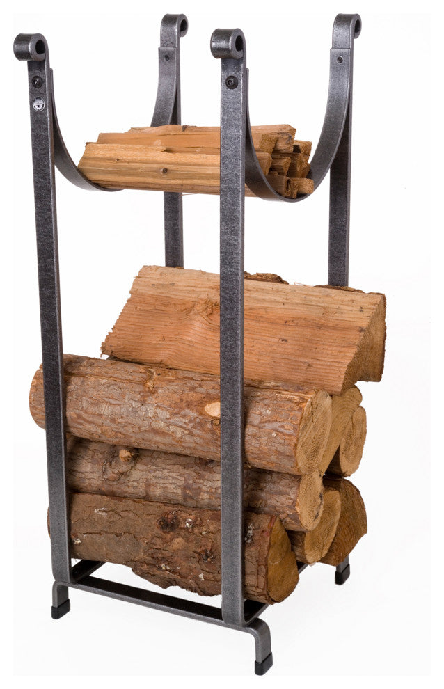 Handcrafted Sling Fireplace Log Rack Hammered Steel