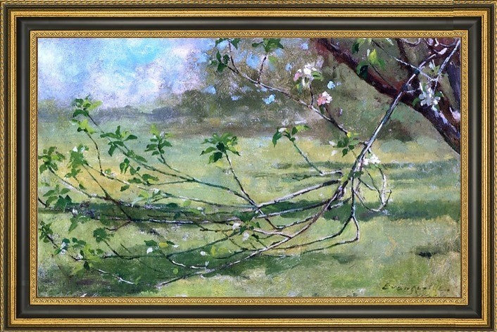 Theodore Robinson Apple Blossoms  Framed Premium Canvas Print, 18"x27"