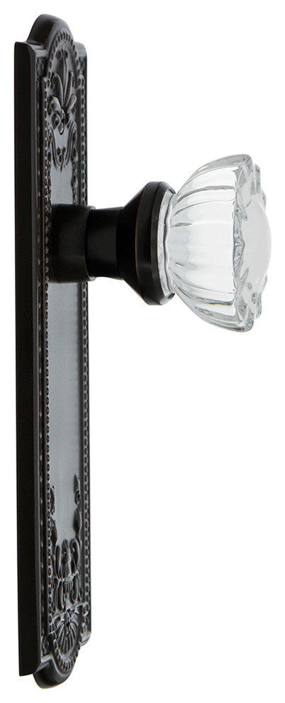 Meadows Plate Passage Crystal Glass Knob, Timeless Bronze