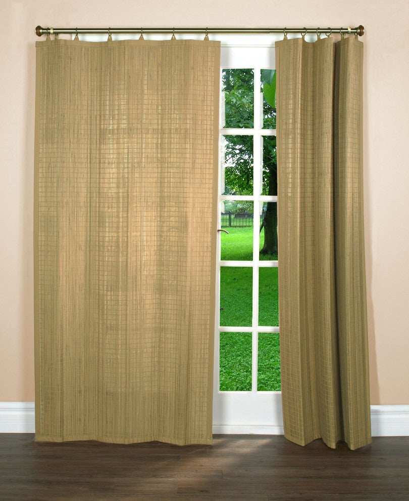 Versailles Bamboo Wood Curtain Ring Top Panel, 40"x84" Driftwood