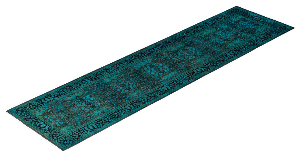 Overdyed One-of-a-Kind Hand-Knotted Area Rug Green, 2' 8" x 10' 7"