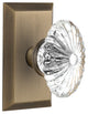 Studio Plate Passage Oval Fluted Crystal Glass Knob, Antique Brass