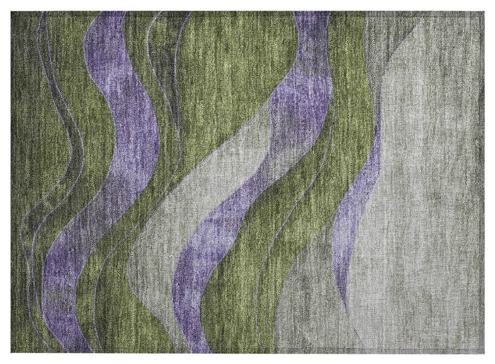 Machine Washable Indoor/Outdoor Chantille ACN1892 Olive 1'8" x 2'6" Rug