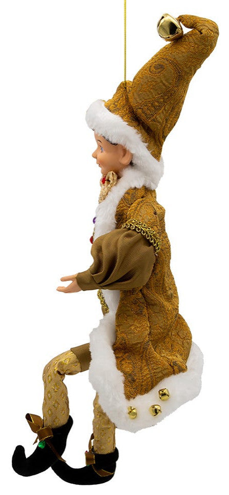 Kurt Adler 16" Kringle Klaus Fortune Gold Elf Ornament