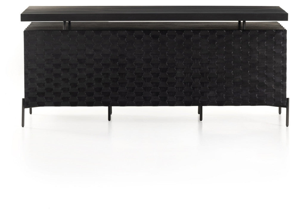 Raffael Desk Carved Black Wash, Black Wash, Gunmetal