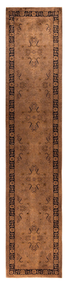 Overdyed One-of-a-Kind Hand-Knotted Area Rug Brown, 2' 7" x 12' 7"