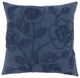 Poly Filled Throw Pillow With Stone Washed Floral Design, 20"x20", Denim