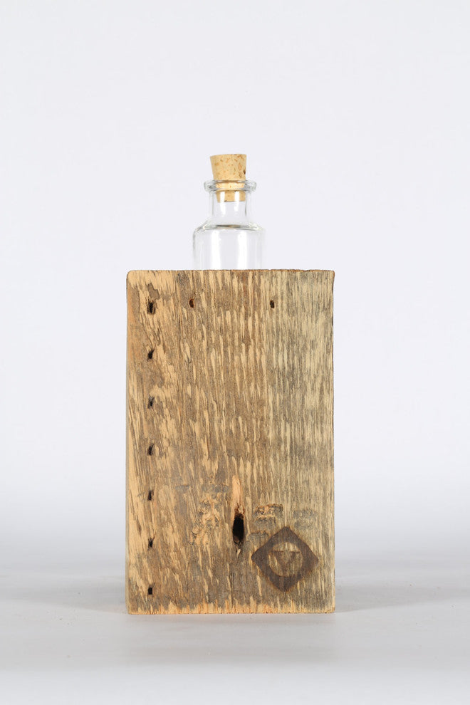 Glass Bud Vase Arrangement With Reclaimed Wood Holder, 1 Bottle