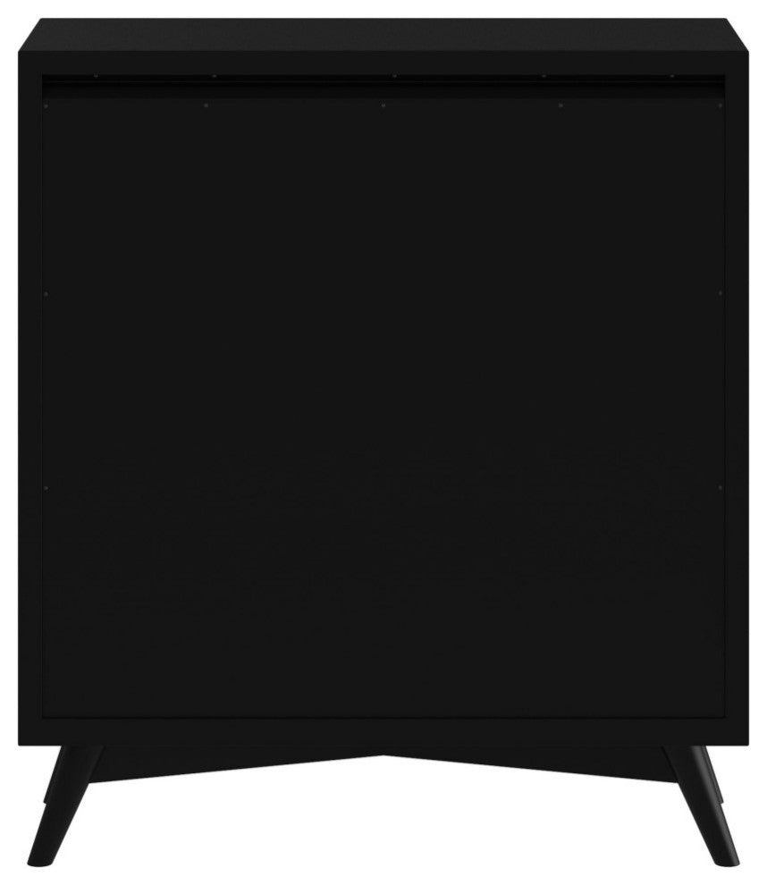 Flynn Mid Century Modern 4 Drawer Chest With Pull Out Tray, Black