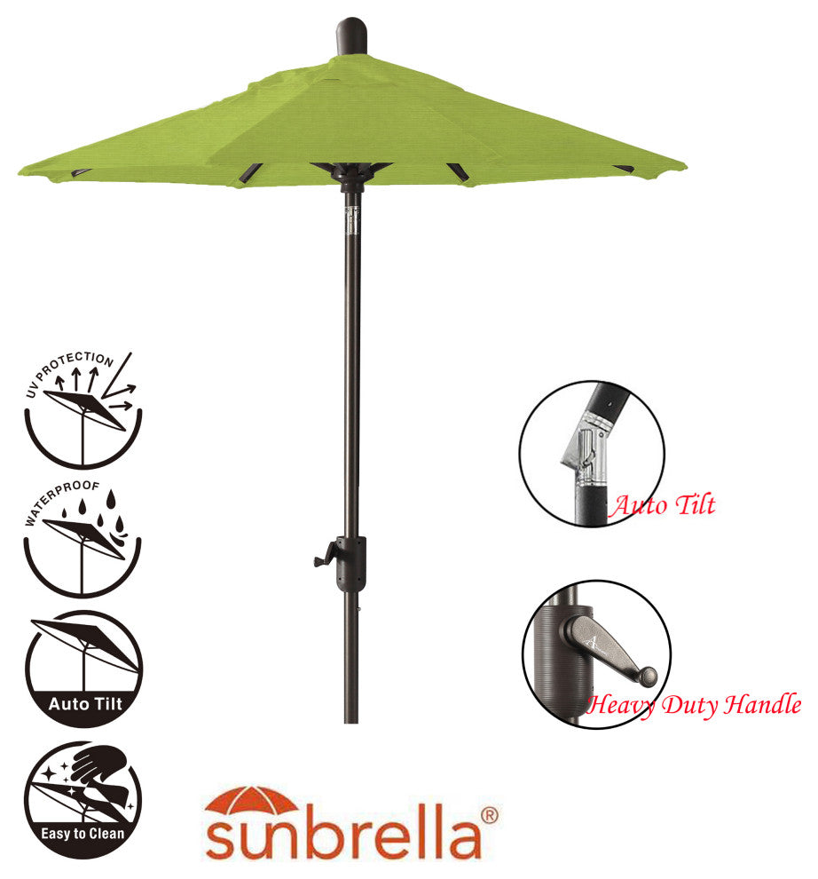 6' Round Auto Tilt Market Umbrella, Black Sapphire Frame, Macaw