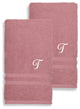 Denzi Hand Towels With Monogrammed Letter, Set of 2, T