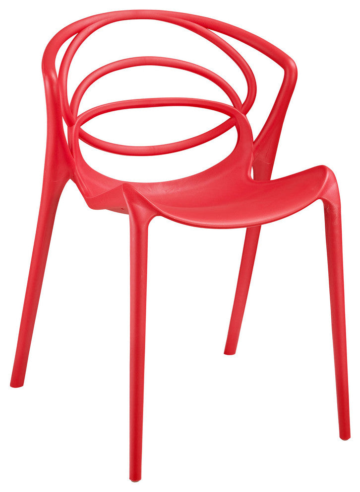 Modern Urban Contemporary Dining Side Chair, Red Plastic